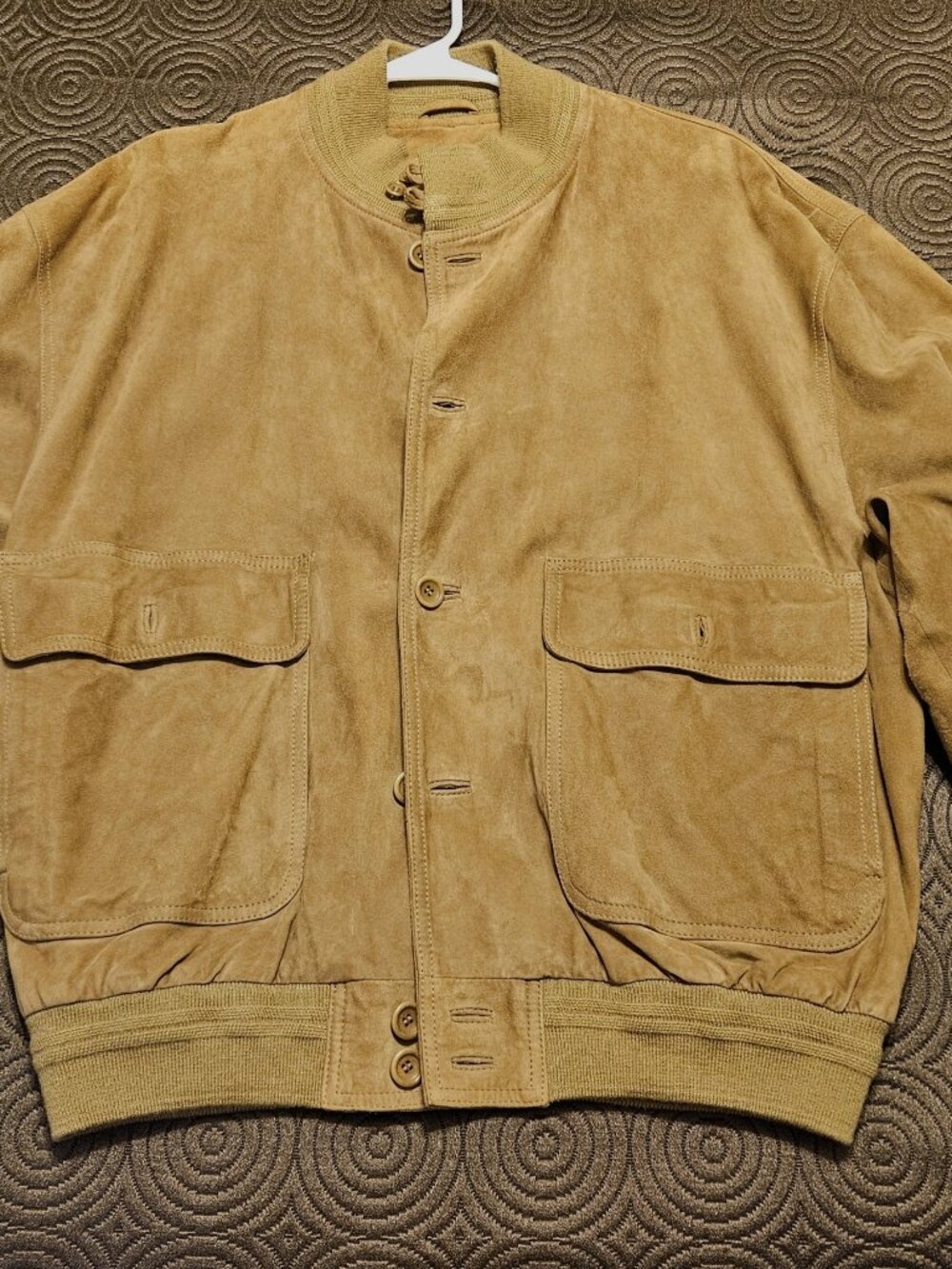 SAKS FIFTH AVE MENS SUPPLE GOAT SKIN SUEDE Carmel Brown Button Up Size 40 US M - Picture 7 of 9
